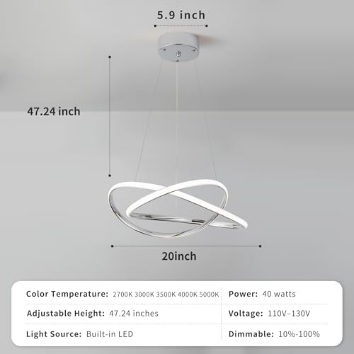 Modern LED Chandelier for Dining Room Pendant Light Fixture 40W