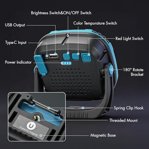 2Pack 6000mAh Rechargeable Work Light (2 Count)
