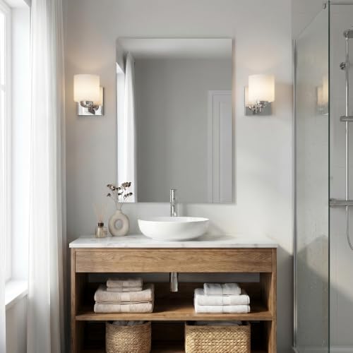 1 Light Chromed Bathroom Vanity Light with White Glass Shade