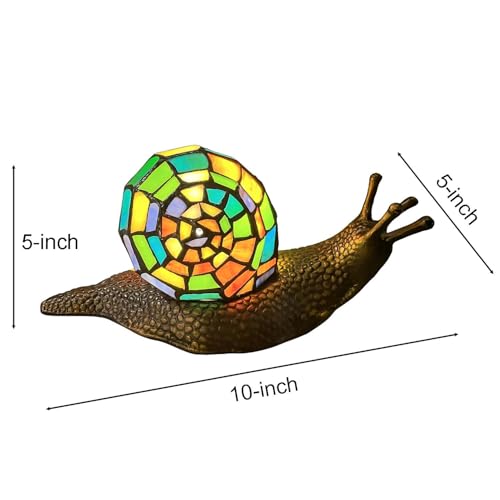 L13003 Multicolor Land Snail Tiffany Style Stained Glass Accent Lamp