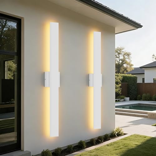 31.5" LED Outdoor White Wall Sconce (2 Count)