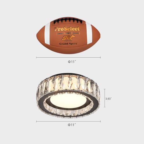 11 Inch Matte Black Crystal Flush Mount Ceiling Light Fixture