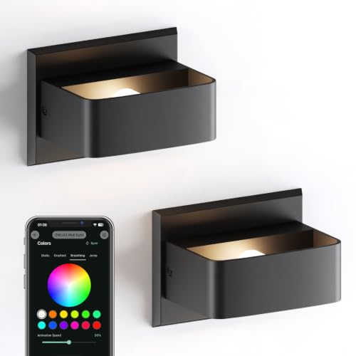 Smart RGB Wall Sconces Set of 2 (Black / 2 Pack)