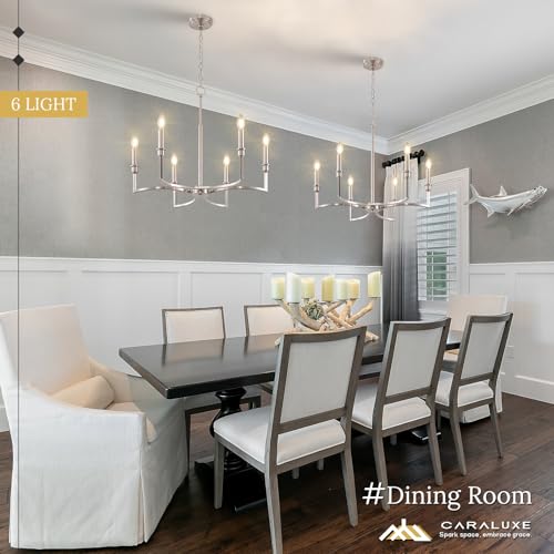 6 Light Candelabra Chandelier Dining Room Nickel Chandeliers 26in