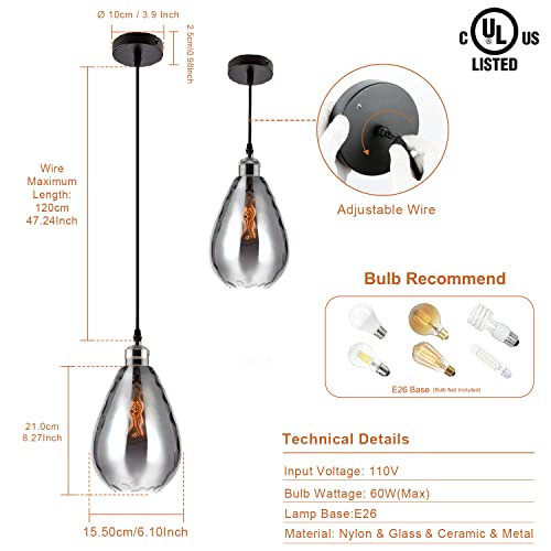 3 Packs Industrial Glass Pendant Lights (3 Count)
