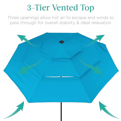 10ft 3 Tier Solar Patio Umbrella