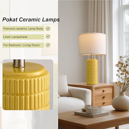 23" Yellow Table Lamps Set of 2 (2 Count)