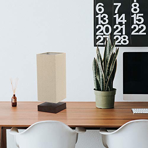 Touch Control Table Lamp Bedside 3 Way Dimmable Touch Desk Lamp Modern Nightstand Lamp with Square Fabric Lamp Shade Simple Night Light for Bedroom Living Room Office