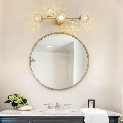 LED Brushed Gold Modern Hammered Glass Globe Bathroom Vanity Light