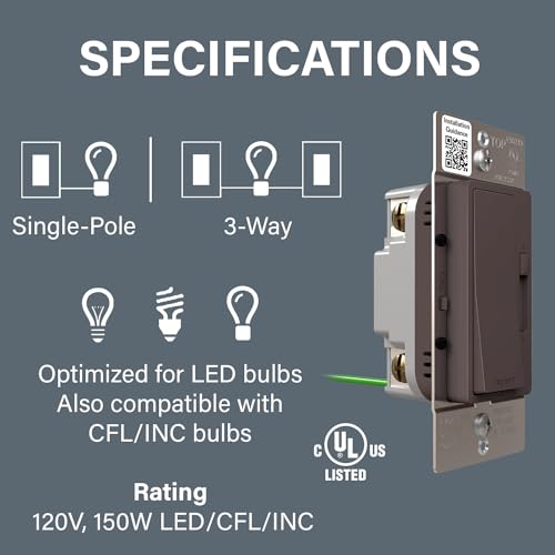 Radiant 150W LED Dimmer Light Switch 3