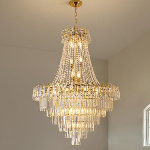 34 Inch Large Tiered Empire Crystal Chandelier