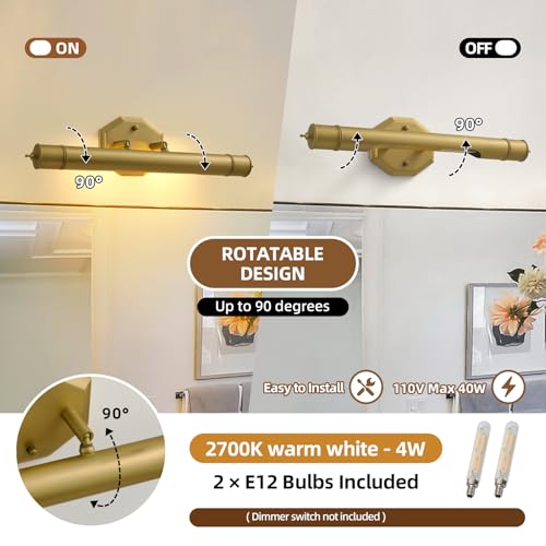 Brass Vintage Picture Light Hardwired