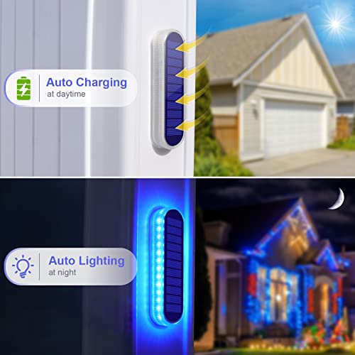 Blue Solar Lights for Outside Boat Dock Deck Step Flat Solar Powered (4 Count)