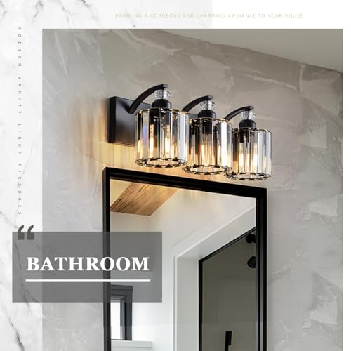 3 Light Black Bathroom Light Fixture Modern Vanity Lights Over Mirror Vintage Wall Sconce Lighting for Bathroom