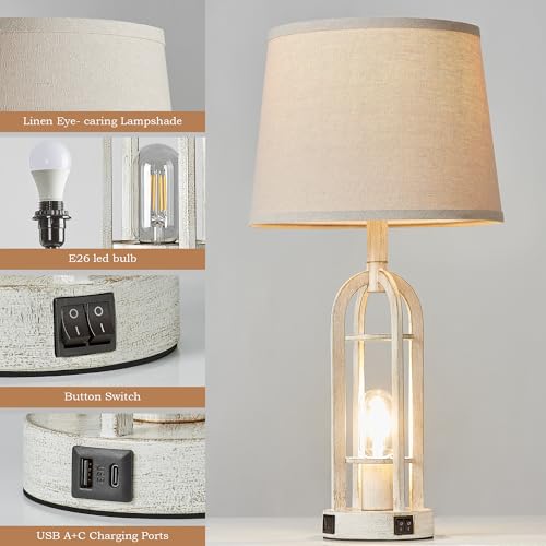 Farmhouse Table Lamps for Living Room Set of 2 (2 Count)