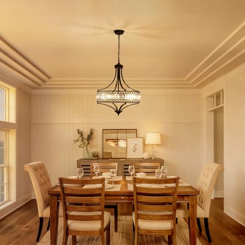 20" Black Crystal Chandeliers for Dining Room