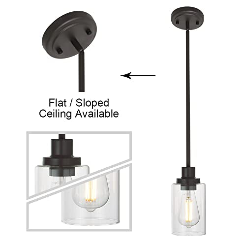 1 Light Glass Pendant Light Oil Rubbed Bronze Finish