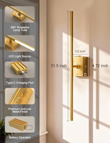 Battery Operated Wall Sconces Set of 2 (2 Count)