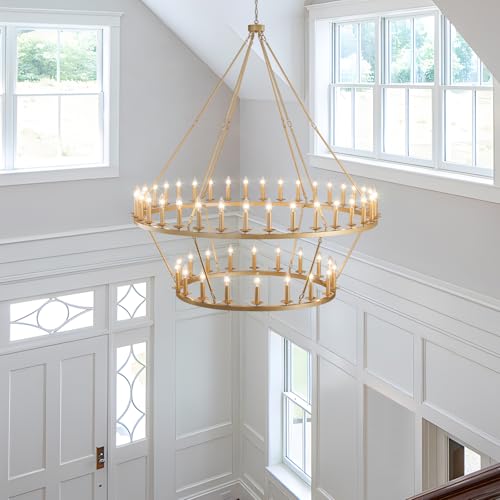 Gold Wagon Wheel Chandelier 2 Tier 60