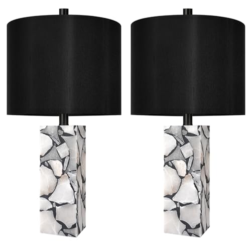 23" Alabaster Table Lamps Set of 2 for Bedroom with Night Light (2 Count)