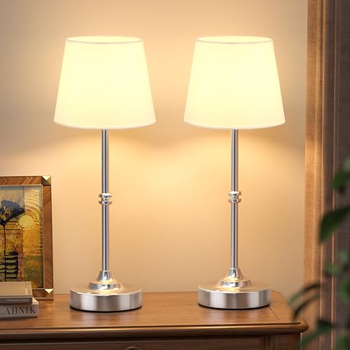 Rechargeable Cordless Table Lamp Silver (2 Count)