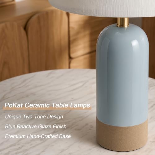 24'' Farmhouse Blue Table Lamps Set of 2 for Living Room (2 Count)