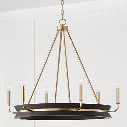Capital Lighting 447361KR Finn Modern Farmhouse Handcrafted Mango Wood Round Chandelier