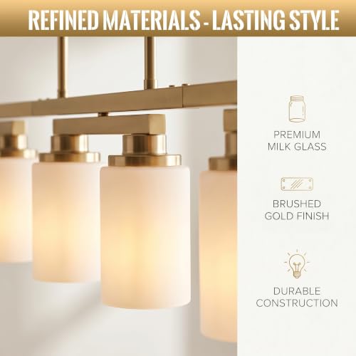 5 Light Brushed Gold Linear Chandelier