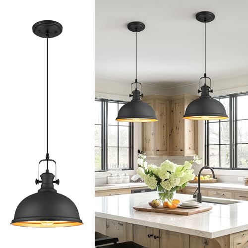 11.5" Matte Black Pendant Light for Kitchen Island