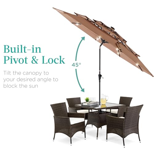 10ft 3 Tier Solar Patio Umbrella