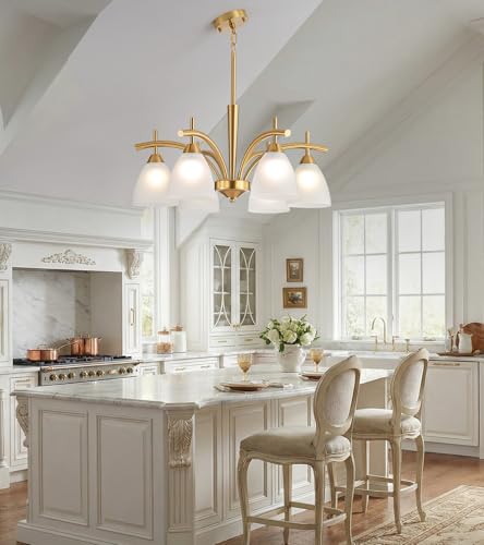Modern Farmhouse Antique Brass Gold Chandelier