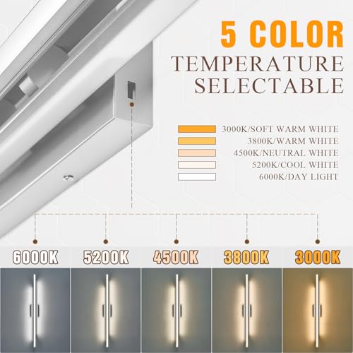 48 Inches Long Nickel LED Modern Bathroom Vanity Light Fixtures 25W Dimmable 5CCT Vanity Light Bar Over Mirror 3