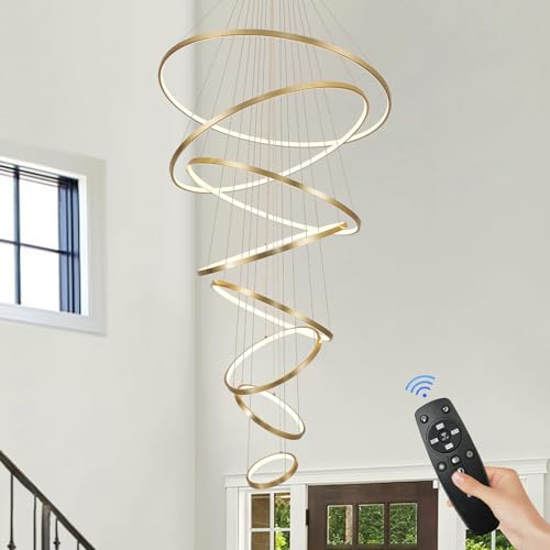 Modern LED Chandeliers 35" Brushed Gold 8