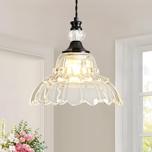 1 Piece Chandelier in Matte Black Finish with Flower (1-Light / Black)