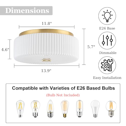 Mid Century Modern Gold Flush Mount Ceiling Light