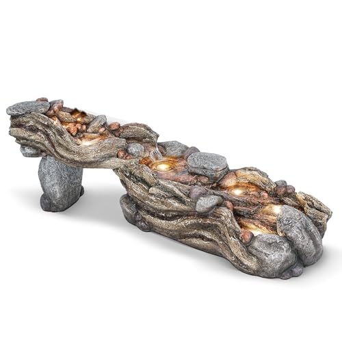 60" Long Cascading Outdoor Rock Water Fountain