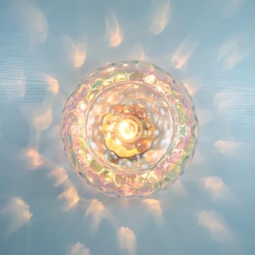 Brass Gold Semi Flush Mount Ceiling Fixture 11" Hammered Glass Shade Modern Close to Ceiling Lighting 1
