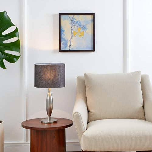 37003 Contemporary Oval Hardback Shaped Spider Construction Lamp Shade in Dark Sliver Grey