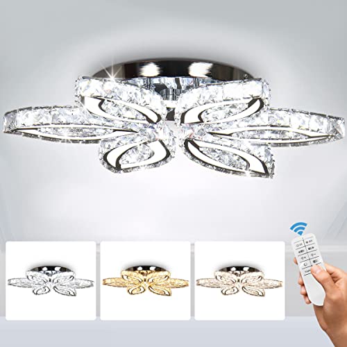 20" Dimmable Crystal Flower Chandelier Ceiling Light