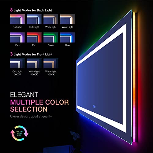 55"X30" RGB LED Bathroom Mirror with Lights