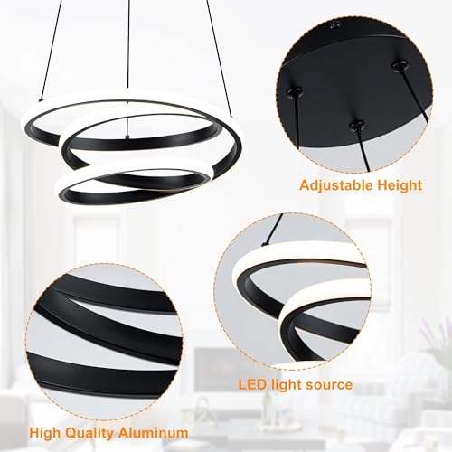 13.78 inches Black Dimmable Modern Led Chandelier with Remote Control