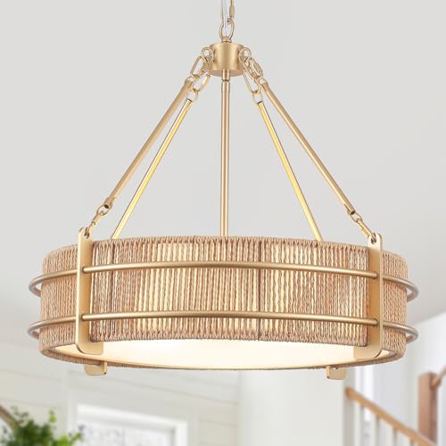 21.5'' Rattan Chandelier For Dining Room