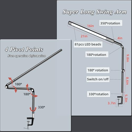 Aluminum LED Desk Lamp with Super Long Arm