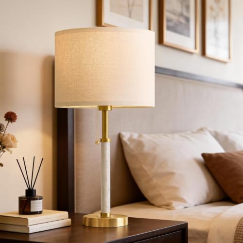 Wood Table Lamps 22" Mid Century Modern Lamps for Bedroom Living Room Lamps (2 Count)