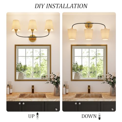 Black Gold Bathroom Light Fixtures Over Mirror (Black Gold / 3 Light)