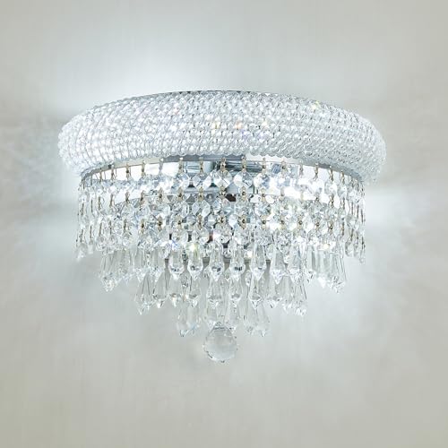 2 Lights Crystal Icicle Prisms Drops Wall Sconce Light for Living Room Dining Room Bathroom Vanity Mirrors Hallway Bedroom Closet Stairway