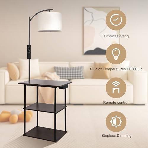 Floor Lamp with Table & Remote