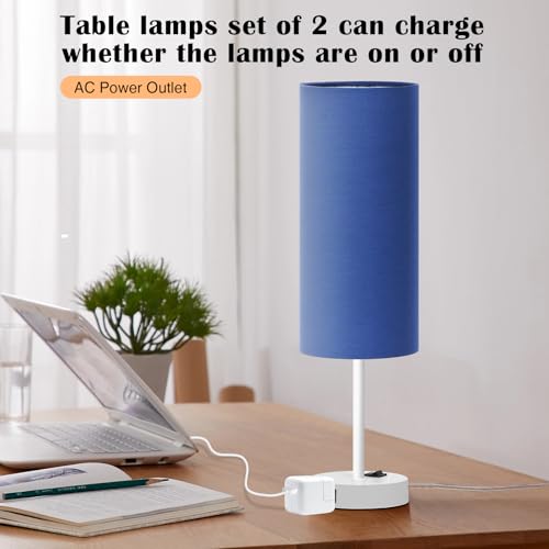 18" Bedside Lamp for Bedroom Set of 2 Dimmable Table Lamp