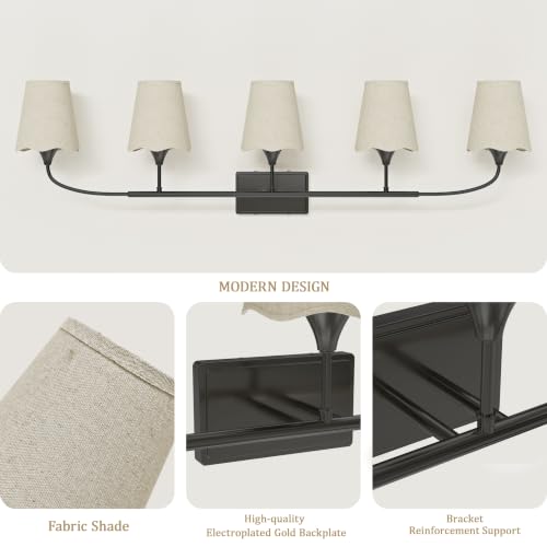 Bathroom Light Fixtures Over Mirror (Black / 5 Light)
