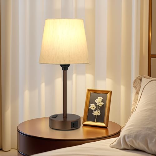 Brown Bedside Lamps Set 2 for Bedroom (2 Count)